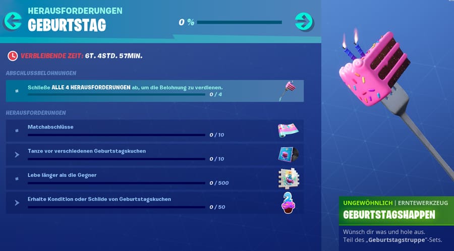 Fortnite Geburtstags Herausforderungen