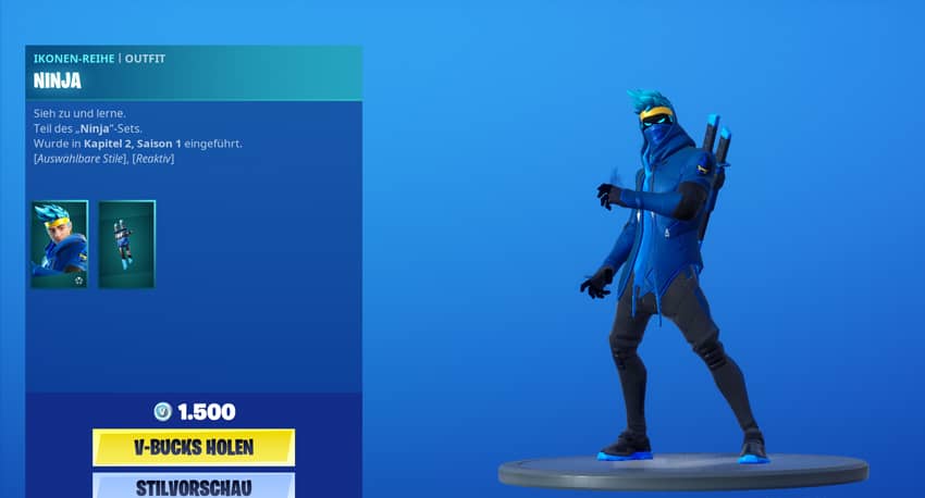 Ninja Fortnite Skin zweiter Edit Style